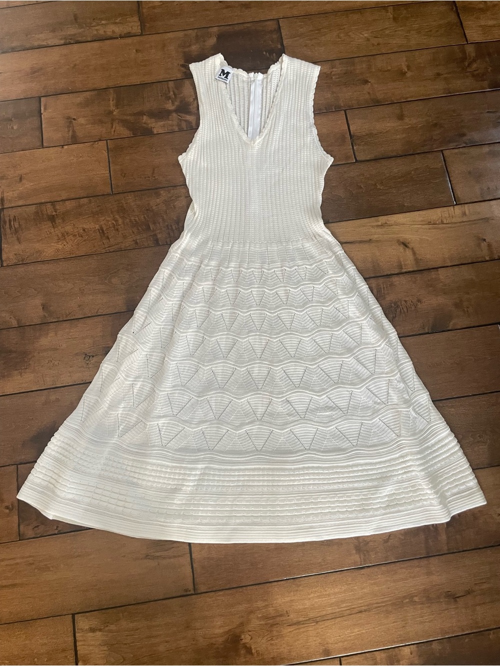 M Missoni White Sleeveless Knit Midi Dress